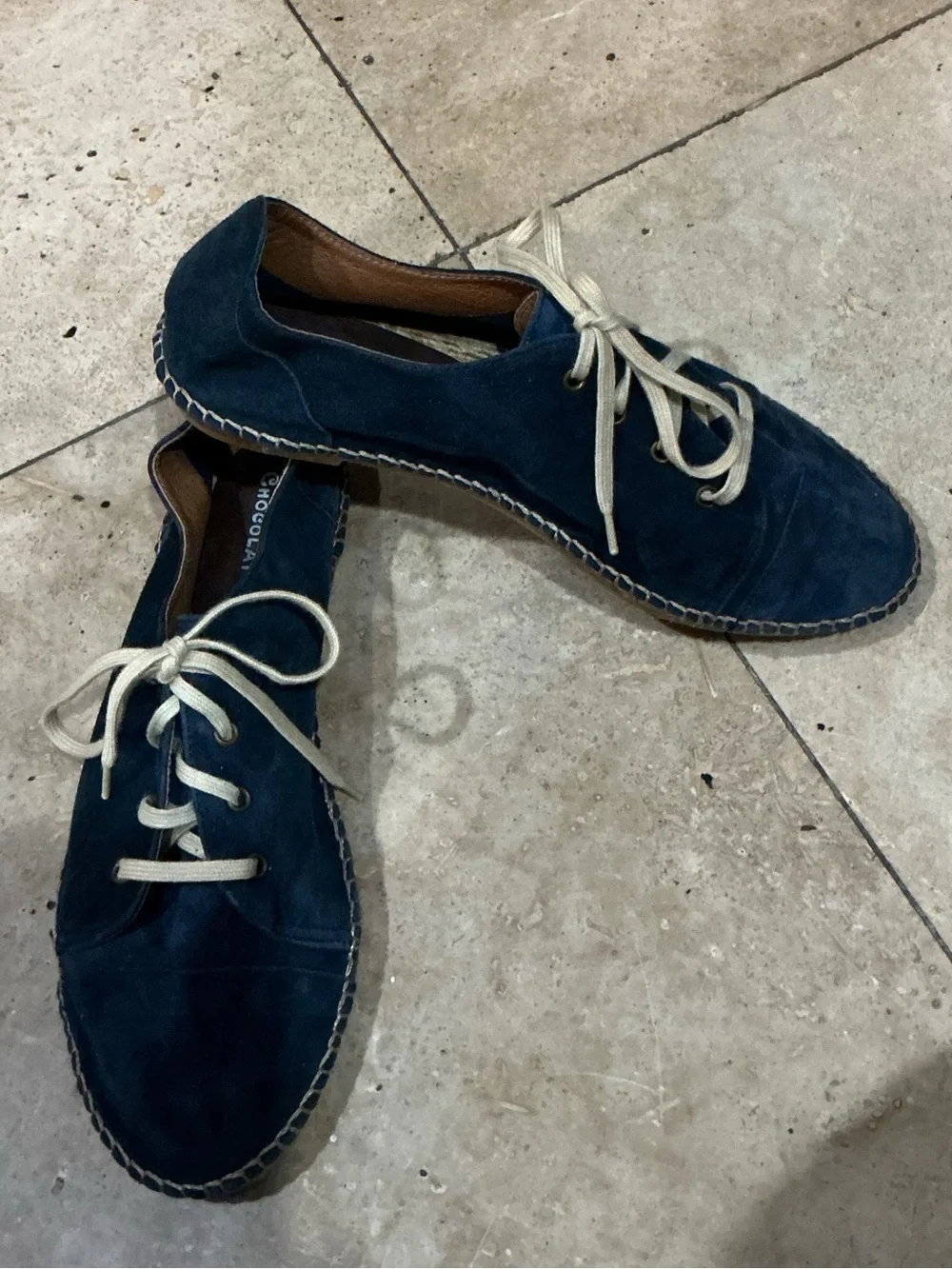 Chocolate Blu Navy Suede Lace-Up Espadrille Shoes